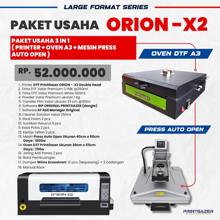 Gambar PRINTGAZER ORION-X2 DOUBLE HEAD XP600 LARGE FORMAT PRINTER DTF A3+  MESIN SABLON KAOS A3 FILM POWDER - printer3in1 dari HOBBY PRINT INDONESIA undefined Tokopedia