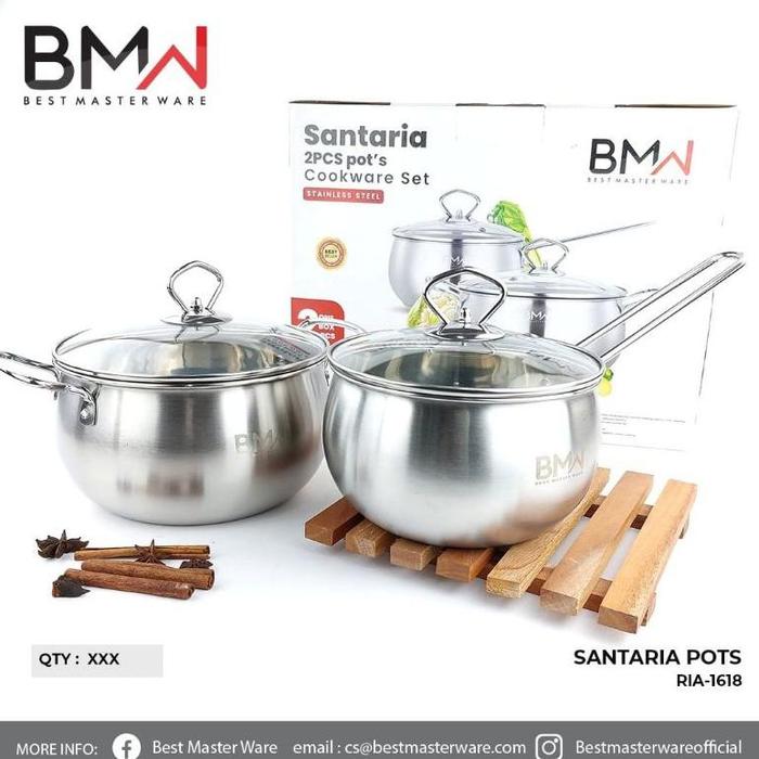 Gambar Panci Set Calypso Cookware Isi 2Pcs Isi 3Pcs Stainless Steel / Panci Set Murah Calypso Tebal - BMW 16 & 18 dari mgipalstot undefined Tokopedia