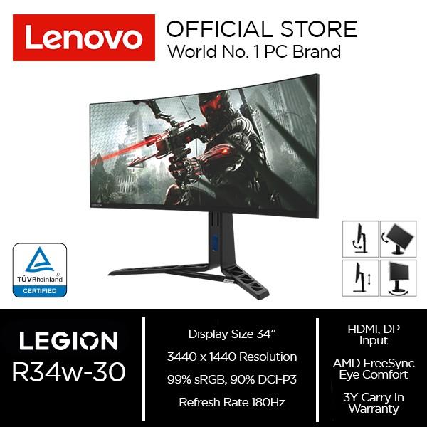 Gambar LENOVO G34W-30 | LED 34" Curved UltraWide 0.5ms 170Hz Gaming Monitor - R34W-30 dari Lezz Computech Kota Administrasi Jakarta Utara Tokopedia