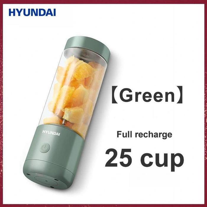 Gambar Korea Hyundai Blender Portable Juice Cup Usb / Alat Pembuat Jus Recharger Charger Rechargeable Juicer (Adheta) - Green 400ml dari ADETHA STORE undefined Tokopedia