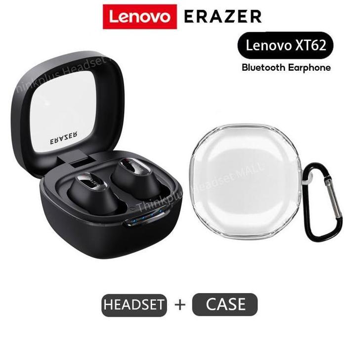 Gambar Original Lenovo ERAZER XT62 PRO Headset Bluetooth 5.4 True TWS Wireless Earphone In-Ear Mini Earbuds Noise Cancelling Low Delay Headset Stereo Full Bass Super Earbud With Mic Untuk Android IOS Original Ready - Hitam+Case dari Ethereal-Store undefined Tokopedia
