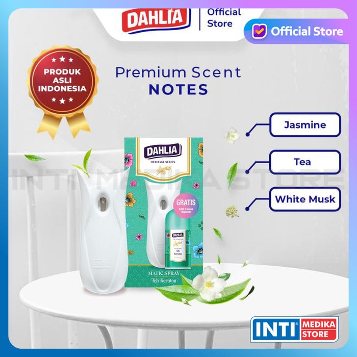 Gambar DAHLIA - Air Freshener MATIC SPRAY SET + REFILL 225ml | Dispenser Pengharum Ruangan Otomatis + Baterai - Teh Keraton dari INTI MEDIKA STORE undefined Tokopedia