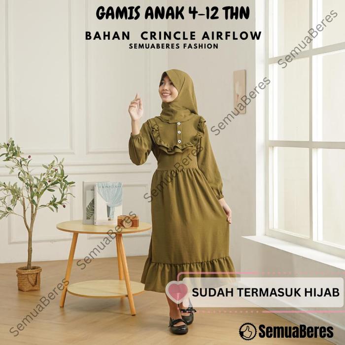 Gambar Gamis Anak Laila Crincle Airflow 2-10 Tahun Model Susun Bahan Jersey Polos Terbaru 2023 Kecil Balita Remaja Tanggung Perempuan Cewe Set Baju Muslim Dress Jubah Manasik Haji Murah Warna Putih Hitam Sage Tk Sd Smp Usia Umur 4 5 6 7 8 9 10 11 12 Thn - Laila Army, S/6 dari Fesyensyop undefined Tokopedia