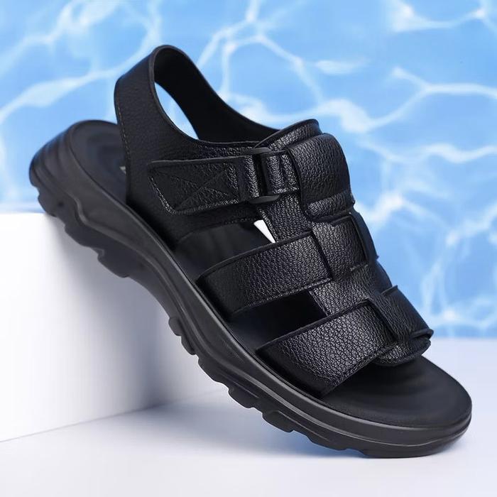 Gambar Sandal Pria Kulit Kasual Sendal Slip On Fashion Import PM5 - Hitam, 38 dari Nordic Inc undefined Tokopedia