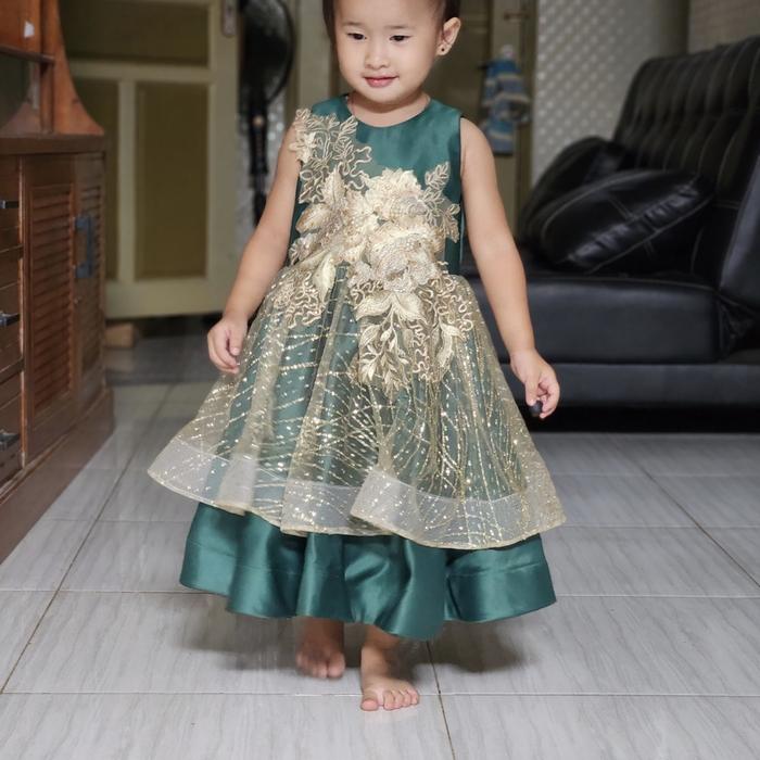 Gambar preloved gaun dress anak perempuan lucu cantik emerald green dari TORTOBONDO undefined Tokopedia