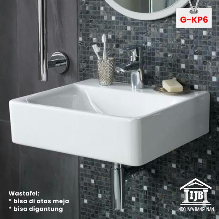 Gambar Wastafel Keramik Meja atau Gantung : Putih Bulat , Oval , Kotak - GtgKtk45x30x10 dari INDOJAYA BANGUNAN BDG undefined Tokopedia