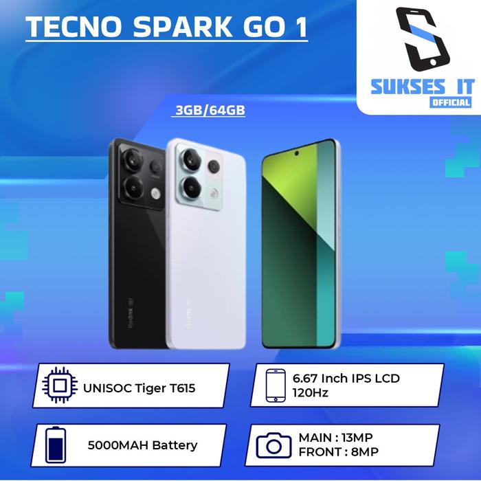 Gambar TECNO SPARK GO 1 RAM 3GB 64GB GARANSI RESMI - NON BUNDLE, BLACK dari Sukses IT Official undefined Tokopedia