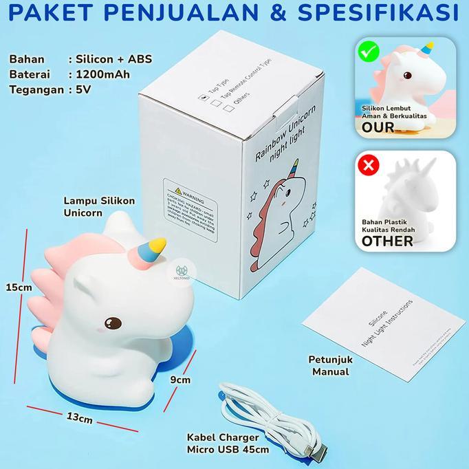 Gambar LAMPU TIDUR UNICORN SENSOR SENTUH NIGHT LIGHT SILICONE LAMP BARANG READY, JUMLAH SESUAI YANG ADA DI ETALASE - Putih dari Dewa Arif Tehnik undefined Tokopedia