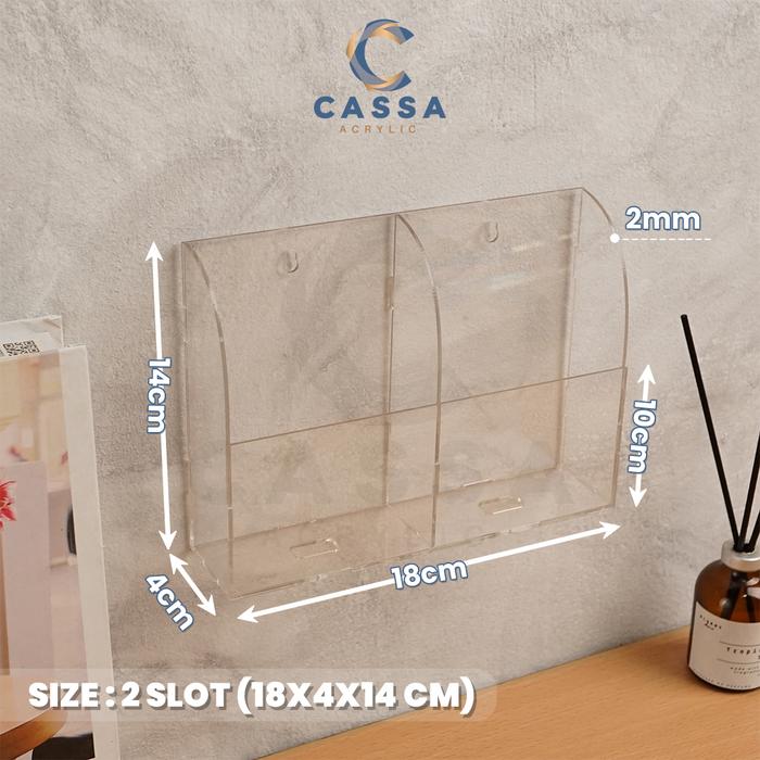 Gambar Stand Display Holder Tempat HP Dinding Acrylic / Rak Gantung Tempel Remote AC TV Akrilik - 2 Slot dari Cassa Acrylic undefined Tokopedia