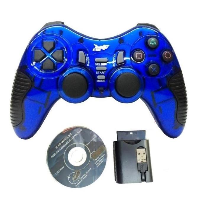 Gambar Game pad Single Wireless Turbo K-One | Joy stick PC PS2 PS3 2.4Ghz - Biru dari TRC storee undefined Tokopedia