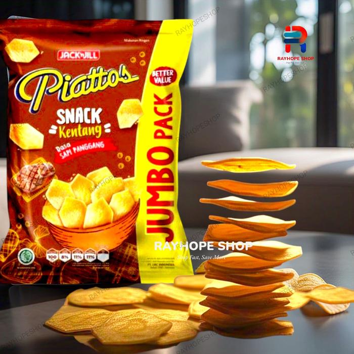 Gambar PROMO Snack Makanan Ringan Cemilan Instant instan Keripik Kentang Potato Chips Chip Piattos JACK N JILL BBQ Barbeque Jumbo Pack Kemasan Besar Garing Lembut Gurih 120 gram 120gram gr Murah Termurah Usaha Kekinian Viral Sapi Panggang UMKM Hampers Idul Fitri dari rayhopeshop undefined Tokopedia