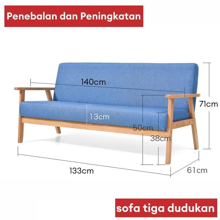 Gambar Bergas Jaya Mart- SOFA 3/2/1 SEATER Sofa Ruang Tamu Set Sofa Sofa Minimalis Retro Kekinian Sofa Tidur Fabric - 140*61*43CM, Biru dari Bergas Jaya Mart undefined Tokopedia