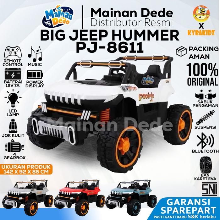 Gambar Mainan Mobil Aki Anak Pasific kyrakidz jeep Hummer PJ-8611 - Putih, DUS BAWAAN dari Mainan Anak Dede undefined Tokopedia