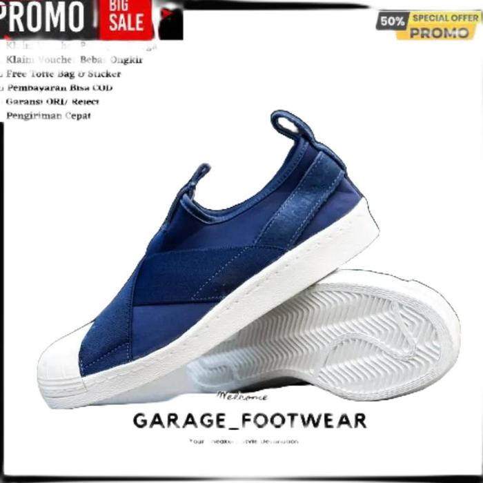 Jual BERKUALITAS PROMO SEPATU ADIDAS SLIP ON SUPERSTAR NAVY