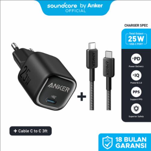 Gambar Anker Wall Charger Adaptor Kabel for Samsung iPhone 17 16 15 25W 45W PD USB Type C Fast Charging PPS - 25WGAN B+CC3FBL dari Soundcore by Anker undefined Tokopedia