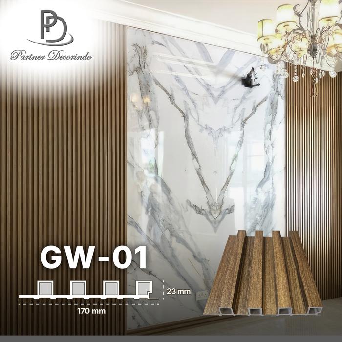 Gambar 3D Woodpanel Wood Panel Wallpanel Dinding Bahan WPC PVC Tebal - GW01, 145cm dari Partner Aluminium Shop undefined Tokopedia