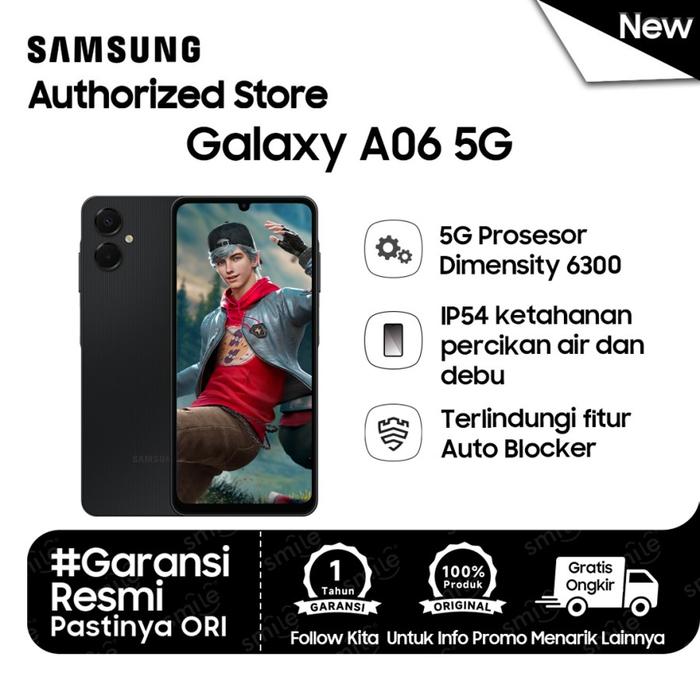 Gambar Samsung Galaxy A06 5G 6/128GB - | Prosesor Dimensity 6300 | Baterai 5.000 mAh | 25W Fast Charging - Black dari Smile - Galaxy Authorized undefined Tokopedia