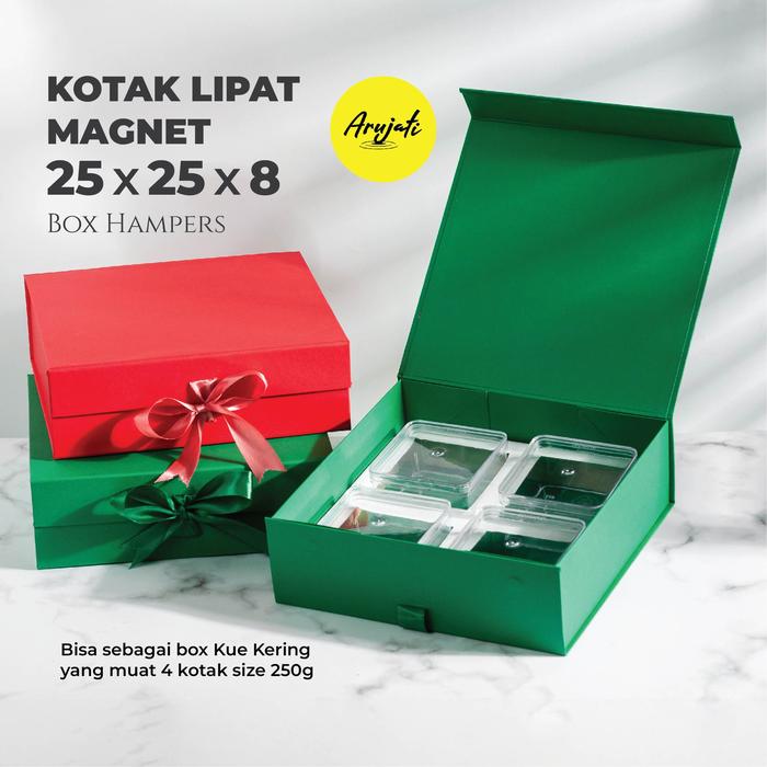 Gambar Gift Box Hampers Premium / Magnetic folding Hard Box / Kotak Kado Lipat Magnet / Box Kue Kering / Souvenir Ulang Tahun - 25x25x8, Emerald dari Arujati undefined Tokopedia
