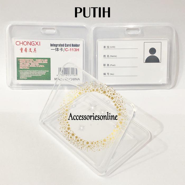Gambar Tempat ID Card Holder Plastik Transparan 2 Sisi C-113V / Casing ID Card Holder / Name Tag 2 Sisi - C-113H PUTIH dari accessoriesonline undefined Tokopedia