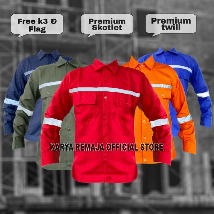 Gambar Wearpak Safety Baju Proyek Project K3 Lengan Panjang 4 warna Hitam DLL dari Karya Remeja Store undefined Tokopedia