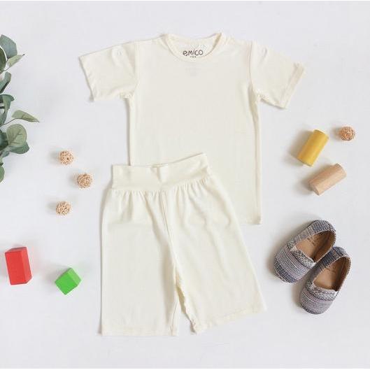 Gambar [CA] Emico TENCEL Toddler Loungewear - Baju Setelan Short Shirt Set Baby - Vanilla, 1Y dari GUMYSTAR undefined Tokopedia