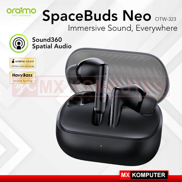 Gambar Earphone Wireless oraimo TWS Bluetooth Spacebuds Neo OTW-323 IPX4 Waterproof Gaming Mode HavyBass - Black dari MXKomputer_NEW undefined Tokopedia