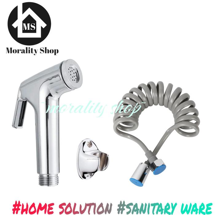 Gambar jet shower closet selang shower spiral abu muda 51C dengan varian stop kran stainless murah - js51C telp abu dari Morality Shopping undefined Tokopedia