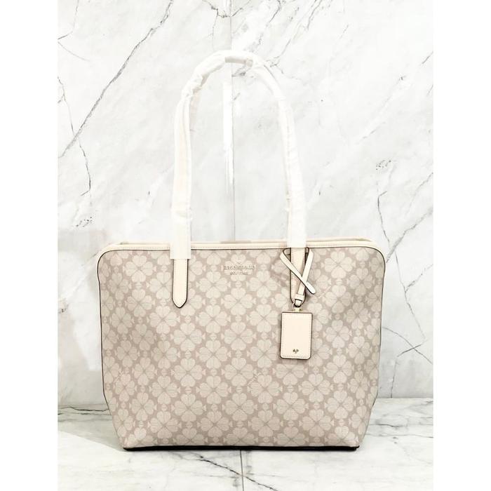 Gambar KATE SPADE SPADE FLOWER PVC TOTE BAG ORIGINAL READY STOCK - BEIGE MULTI dari The Luxury of Bags undefined Tokopedia