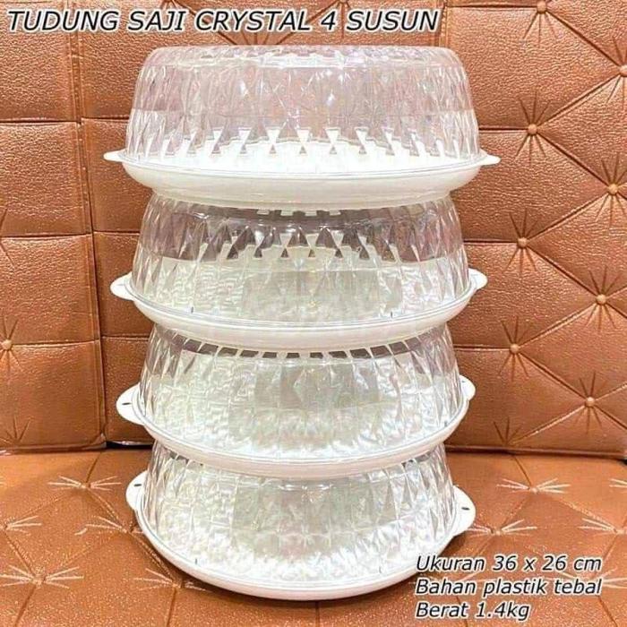 Gambar [INSTAN] Tudung Saji Kristal 4 Susun Anti Pecah | Tempat Penyimpanan Makanan | Food Storage - clear white dari INAKU SMART undefined Tokopedia