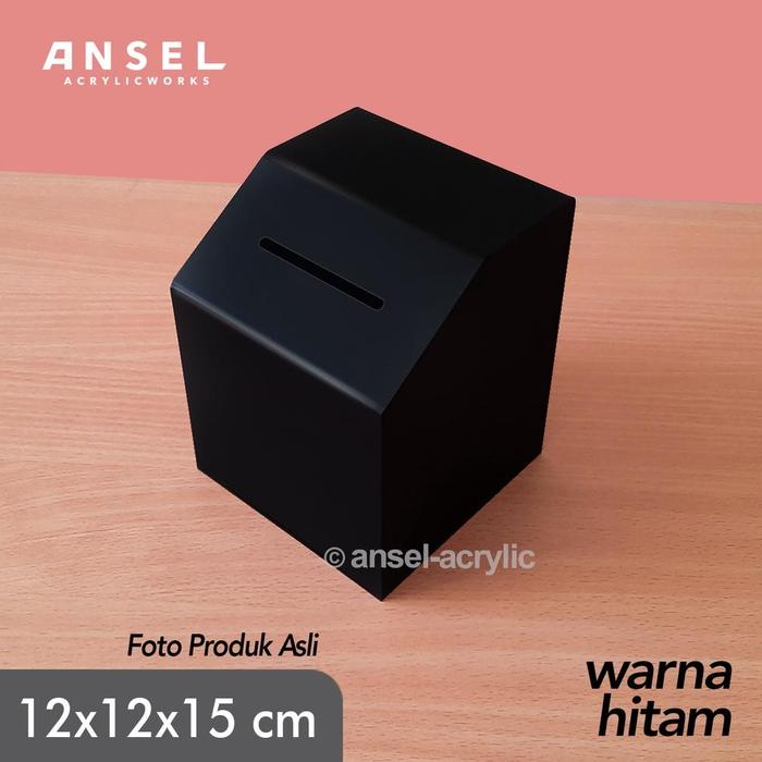 Gambar PALING LARIS ANSEL Kotak Amal Akrilik - Kotak Tip/Donasi/Saran 12x12x15 cm -Tipe B Miring [Kotak Saran, Kotak Donasi, Celengan, Kotak Infaq, dll] - Hitam Glossy dari VNB Room undefined 5 Tokopedia