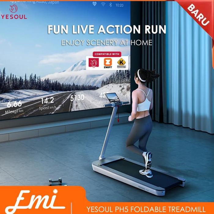 Jual Yesoul PH5 Foldable Treadmill Alat Olahraga Zwift App 12km