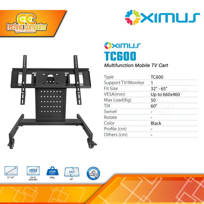 Gambar Bracket Monitor TV 32-65inch OXIMUS TC-600 Multifunction Mobile TV Cart dari Techno Computer Bali undefined Tokopedia