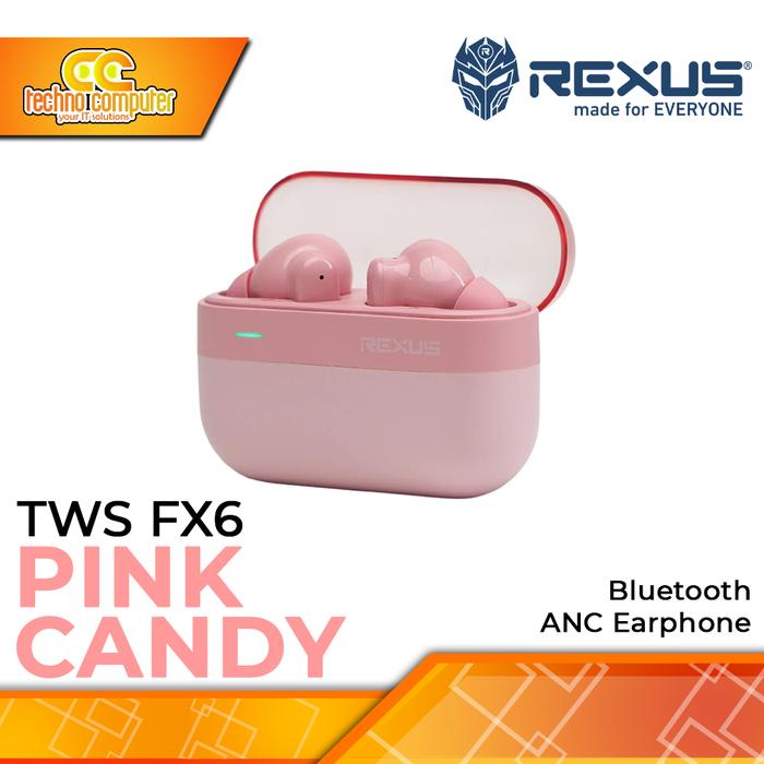Gambar EARPHONE TWS REXUS FX6 ANC Bluetooth - Earphone - Pink dari Techno Computer Bali undefined Tokopedia
