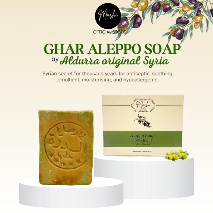 Gambar NEW Sabun Aleppo Asli Syria | Natural Olive Oil dengan Laurel 15% | Ghar Soap | Anti Jerawat˜Exim˜Gatal˜Melembabkan 1 pcs | Imported Türkiye dari Rinae Beauty undefined Tokopedia