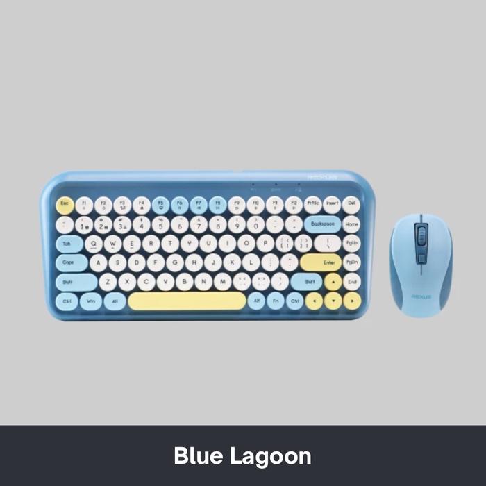 Gambar Rexus KM11 Combo Keyboard + Mouse wireless Dual Connection Retro Alat Computer - Blue Lagoon dari Click & Go Tokopedia undefined Tokopedia