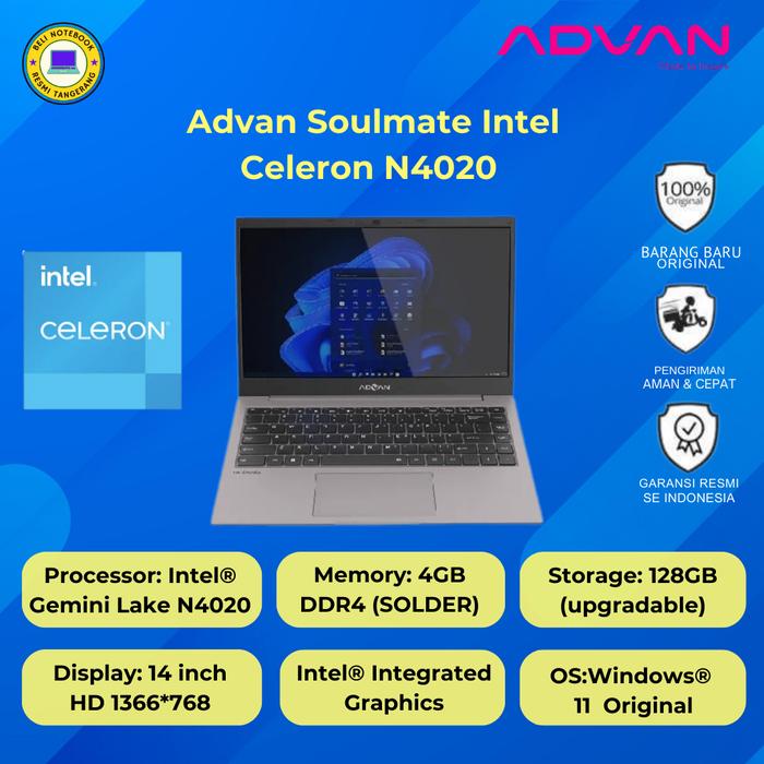 Jual Advan Soulmate Intel Celeron N4020 4GB SSD 128GB Kota