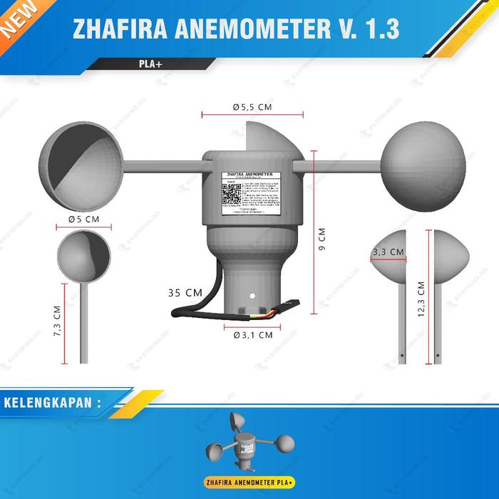 Gambar * Zhafira Sensor kecepatan angin Anemometer Wind Speed Support Arduino ** - PLA+ dari BASSIC TECH undefined Tokopedia