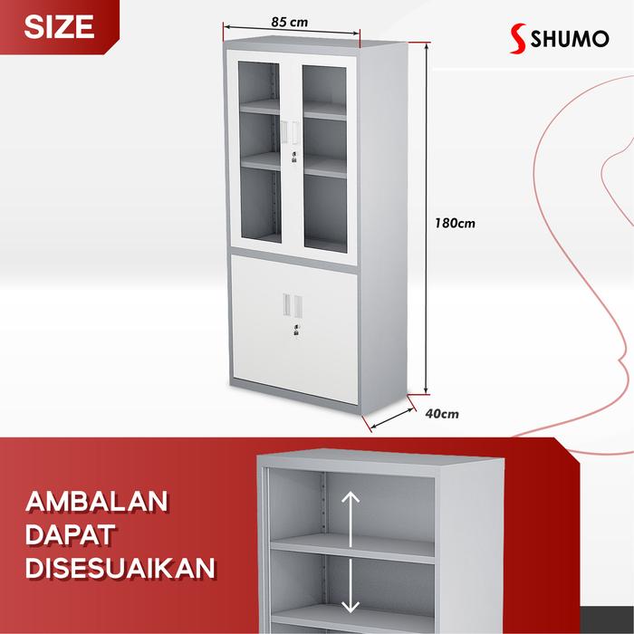 Gambar Lemari Arsip Besi Kantor 2 Pintu Tinggi Grey | Filling Cabinet Metal - SWING 1/2 KACA, DIRAKIT dari Citra furniture undefined Tokopedia