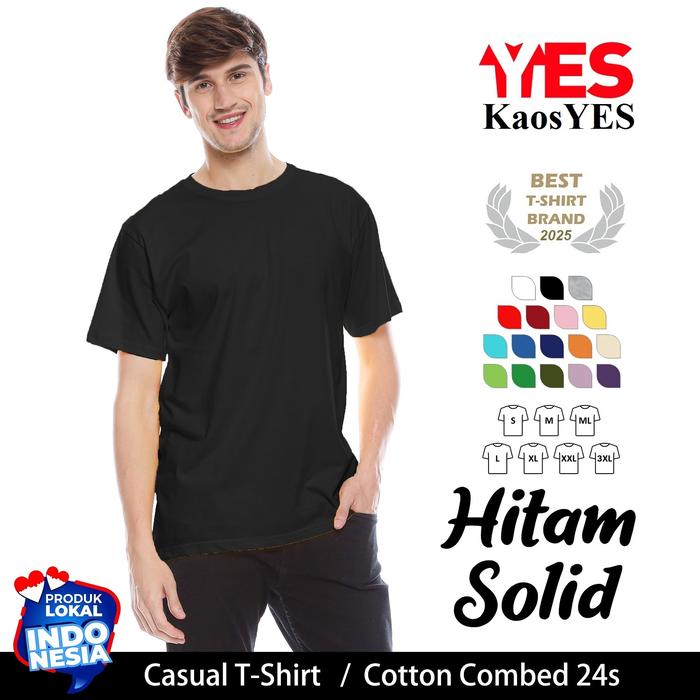 Gambar KaosYES Kaos Polos Pria Cotton Combed 24s - TShirt Lengan Pendek Casual 1 - Hitam, S dari KaosYES undefined Tokopedia