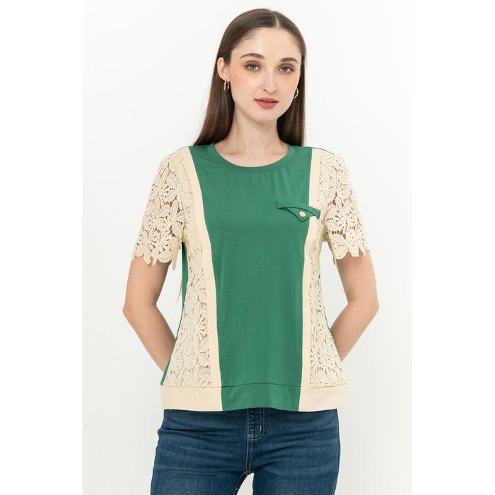 Gambar *Ready Stok* SISTER'S - Atasan Renda Kombi Kaos C4949 (CAP) - Hijau, M dari Sisters Fashion Group undefined Tokopedia