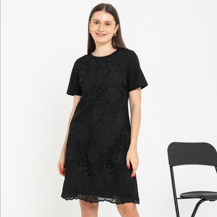 Gambar *Ready Stok* SISTER'S - Dress Brukat Kombi Kaos C1524 (CAP) - Hitam, M dari Sisters Fashion Group undefined Tokopedia