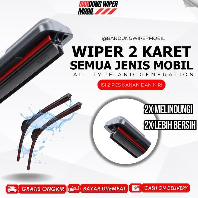 Gambar Wiper Mobil Dual Karet Universal 1 Set Kiri dan Kanan Pembersih Kaca Depan Wiper Dual - AGYA / AYLA dari Kirenzi undefined Tokopedia