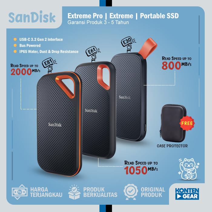Jual Free Case Portable SSD 2TB 1TB SanDisk PRO Extreme Gen