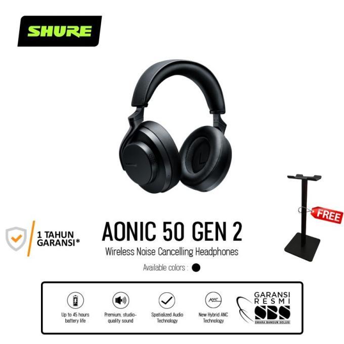 Gambar Shure Aonic 50 Gen2 Gen 2 Wireless ANC Noise Cancelling Over-ear Headphones Headset - Black dari TRUBUS MANEHH undefined Tokopedia