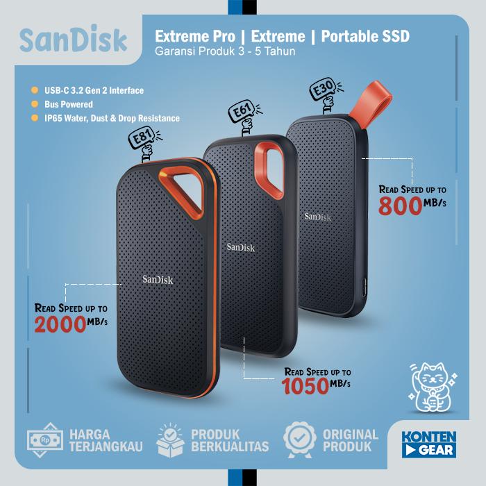 Jual Portable SSD 2TB 1TB SanDisk PRO Extreme Gen USB-C