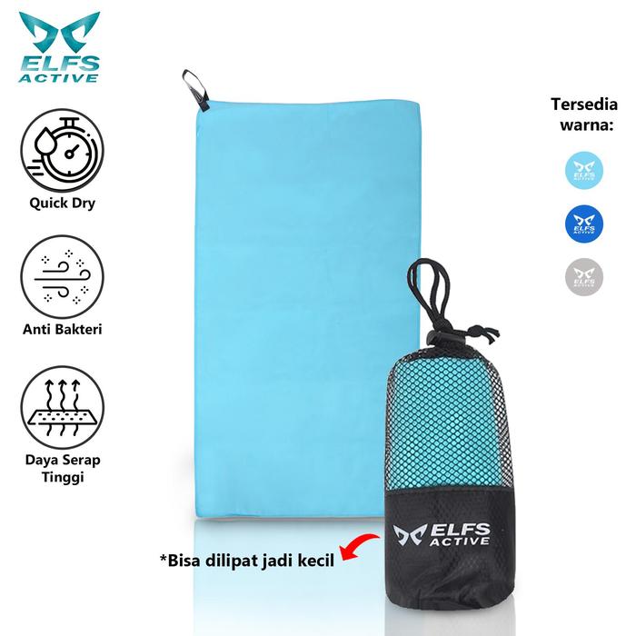 Gambar ELFS ACTIVE Handuk Microfiber Quick Dry Travelling Outdoor Microfiber Towel Handuk Olahraga - Toska M dari TabrisHoop undefined Tokopedia