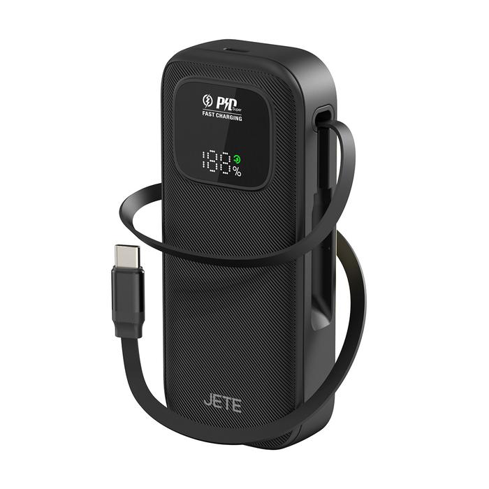 Gambar JETE Powerbank B9 10000MaH Power Bank Fast Charging 22.5W PD with Retractable Kabel USB Type C and LED Indicator - Garansi 2 Tahun - Hitam dari JETE Indonesia Kota Bandung Tokopedia