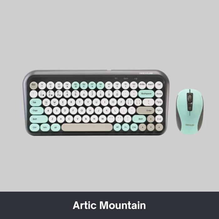 Gambar Rexus KM11 Combo Keyboard + Mouse wireless Dual Connection Retro Alat Computer - Artic Mountain  dari Click & Go Tokopedia undefined Tokopedia