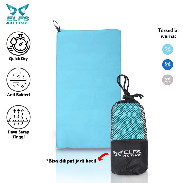 Gambar ELFS ACTIVE Handuk Microfiber Quick Dry Travelling Outdoor Microfiber Towel Handuk Olahraga - Toska M dari TabrisHoop undefined Tokopedia