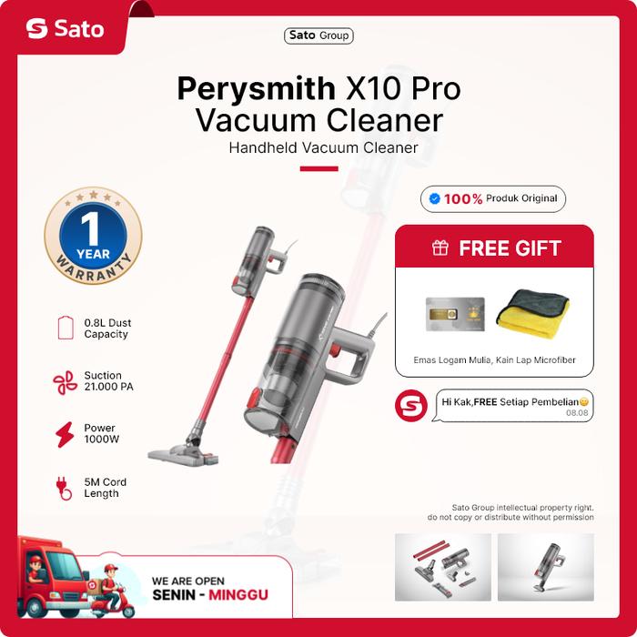 Gambar PerySmith X10 Handheld Vacuum Cleaner Home Penyedot Debu 19500PA - X10 Pro, Garansi Resmi dari SATO Indonesia undefined Tokopedia